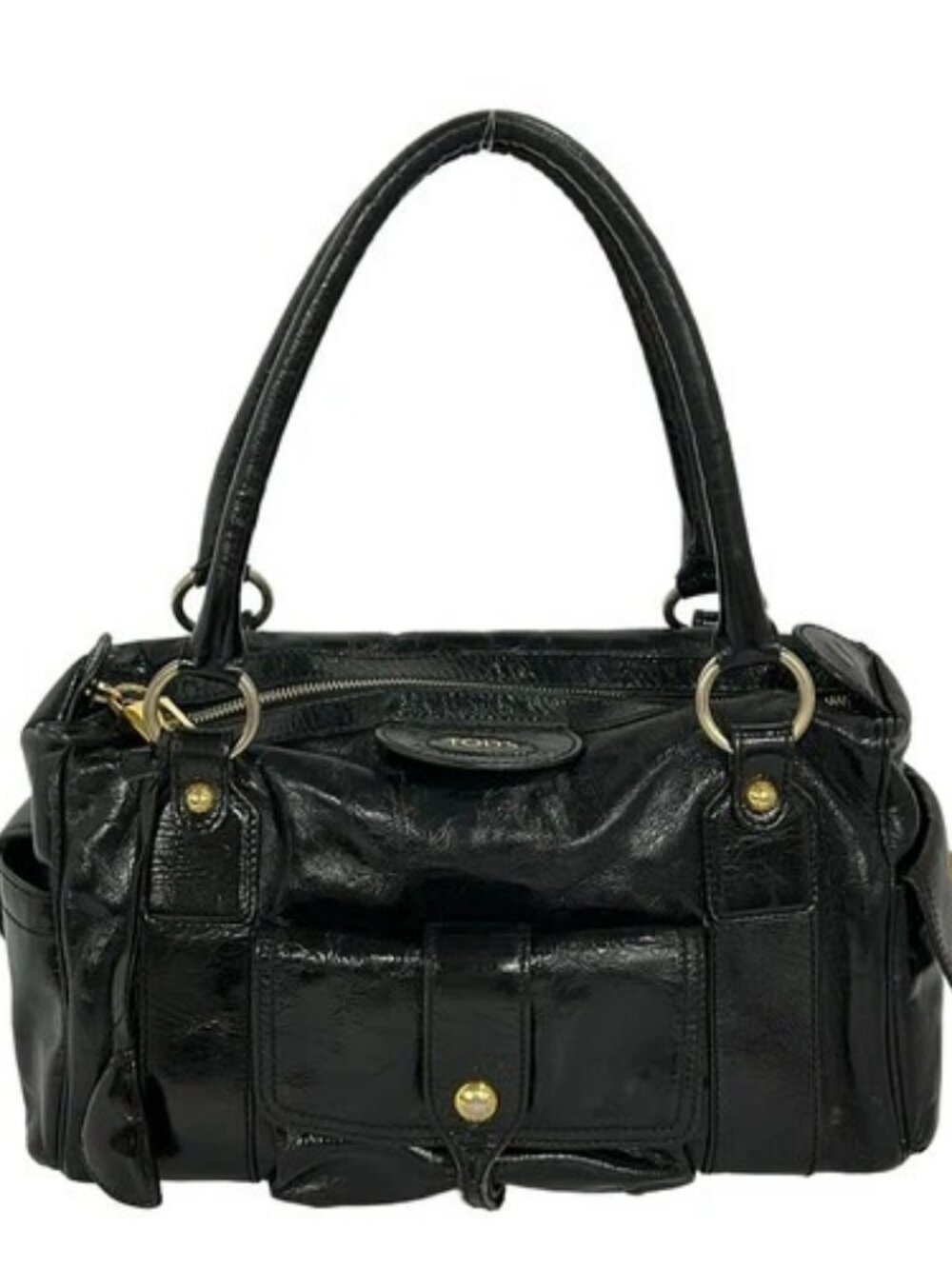 TOD'S Black Patent Leather Shoulder Bag